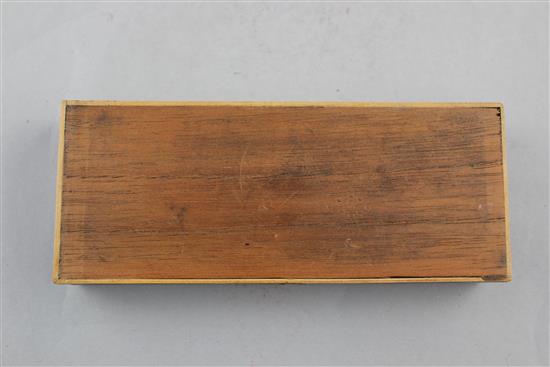 A 19th century rectangular calamander surgeons box, 7.75in.
